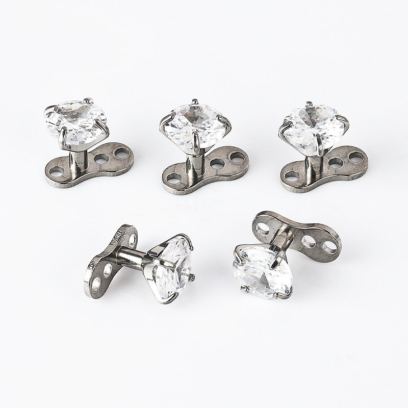 Zesen G23 Titanium Alloy Subcutaneous Buried Nail Zircon Internal Thread Lockbone Nail with Base suit Puncture Jewelry detail image 10