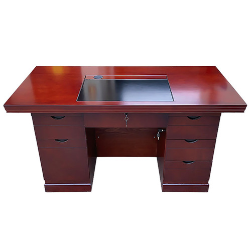 办公桌单人老板电脑桌办公室实木书桌职员写字台家用油漆桌椅组合