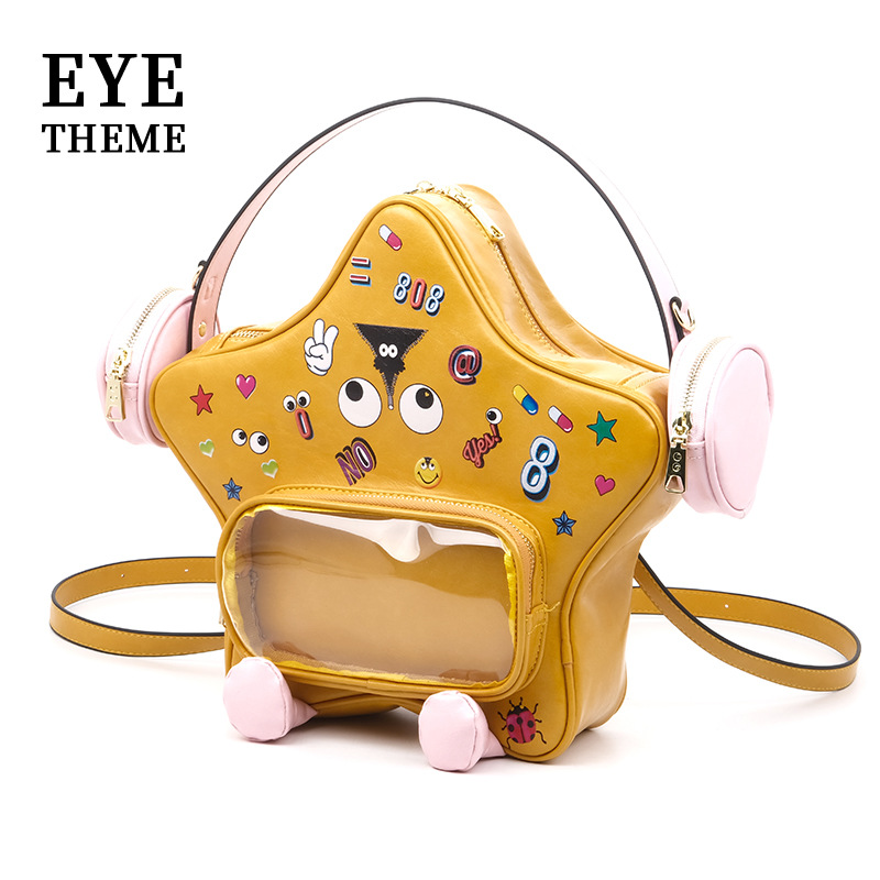 Tendencia 2025 hombres y mujeres a través de la impresión de mano extraña bolsos de hombro de gran capacidad para viajar estudiantes 2751 #