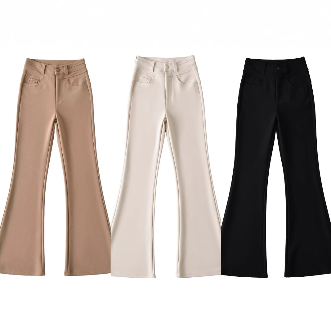Korean Style Quick-Dry High-Waisted Slimming Suit Pants for Women, New Casual Flared Pants, Hip-Hugging Slim Long Pants