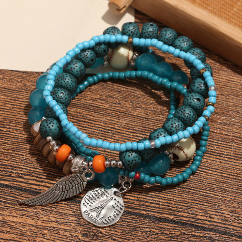 Bohemian multi-layer rice bead bracelet with wings, personal and versatile, suitable for ethnic style travel photography, women's bracelet for dropshipping