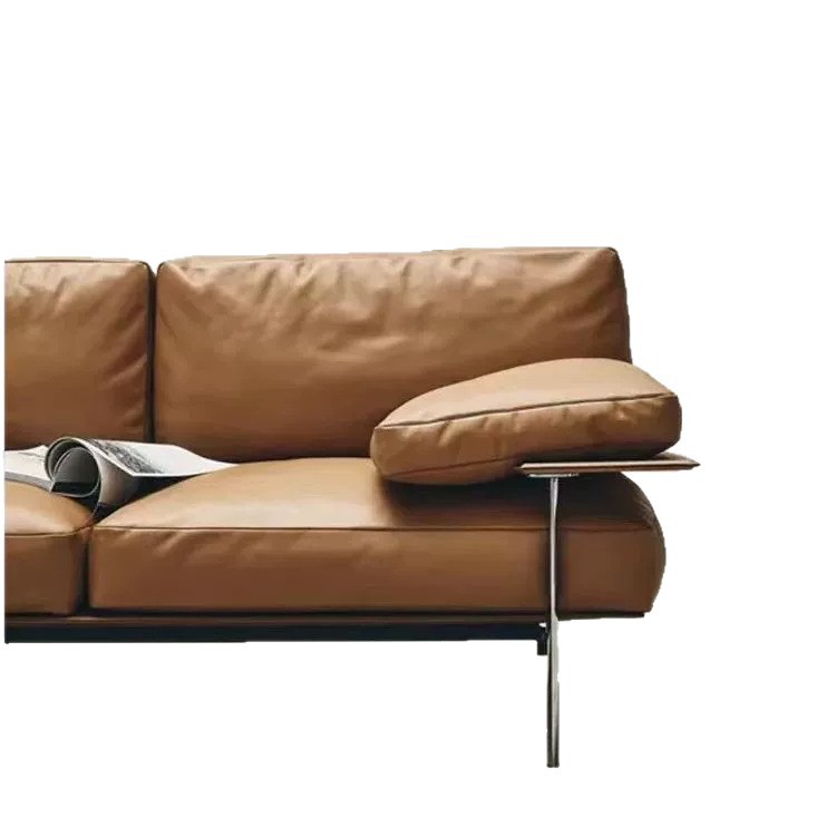 Diseñador de sofá de cuero minimalista italiano recomienda la sala de estar de la villa grande Diesis sofá de cuero antiguo