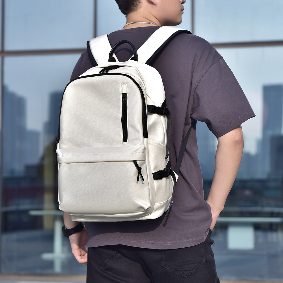 Cross-Border Business Backpack for Men, New Style Casual Short-Distance Travel Backpack for Women, Large-Capacity Student School Bag for Middle and High School Students