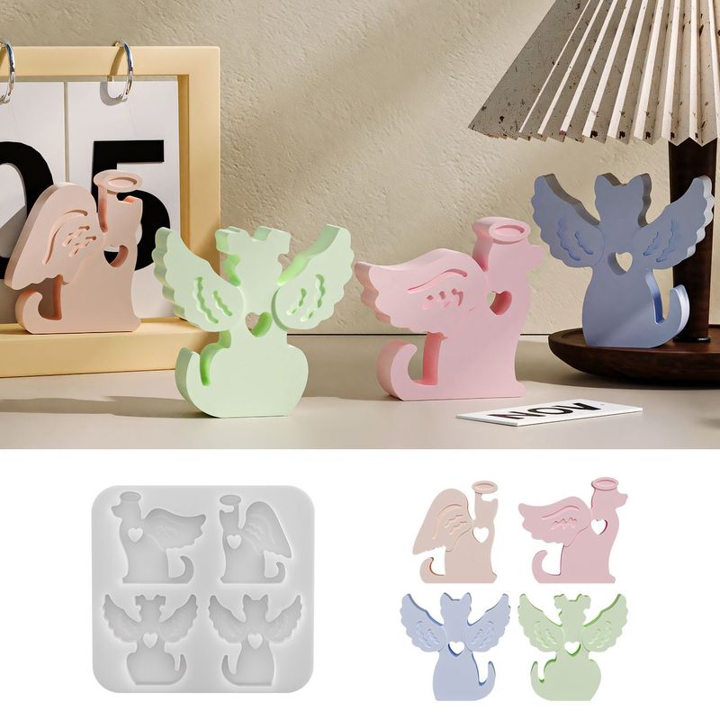 得意洋洋diy天使猫狗滴胶模具桌面家居饰品摆件石膏硅胶模具|undefined