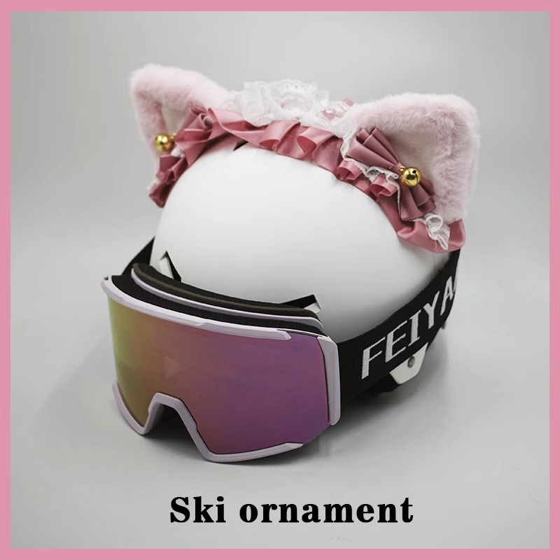 Handmade Cat Ear Hairband Detachable Ski Helmet Decoration