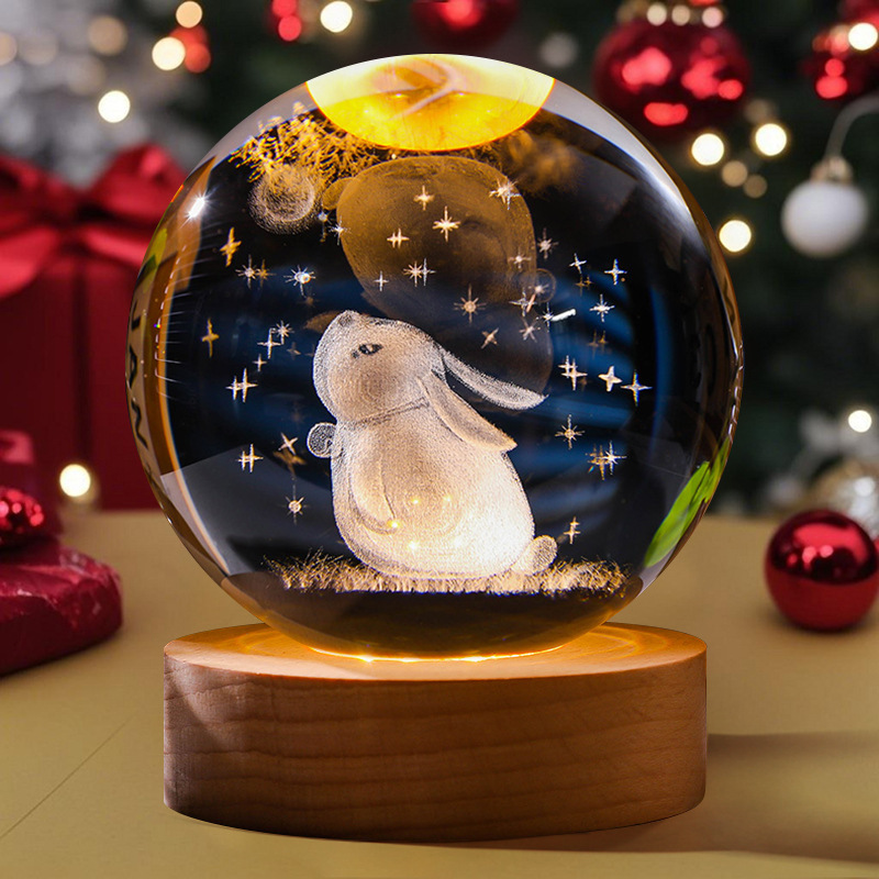 Astronauta luminosa bola de cristal lámpara de noche 3D escultura decoración de mesa para reuniones de estudiantes regalos personalizados