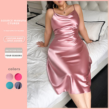 跨境夏季大码性感连衣裙宽松休闲家居服薄款时尚简约家居睡裙批发