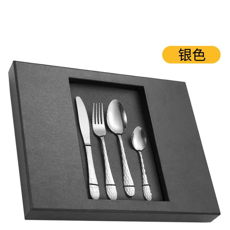 Cuchilleras de acero inoxidable 24 piezas de restaurante de hotel cuchillo y tenedor cucharas conjuntos conjuntos de caja de regalo de serie de cubo de agua transfronteriza