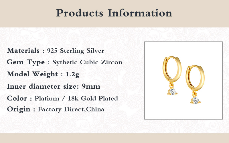 1 Pair Simple Style Geometric Plating Sterling Silver Drop Earrings display picture 1