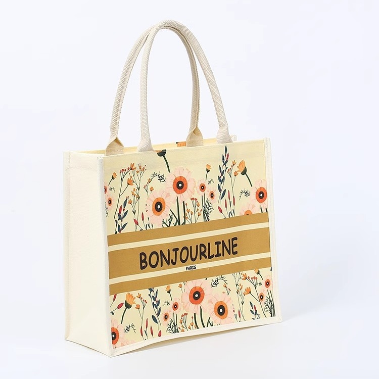 Bolsas de lino personalizadas logotipo bolsas de compras de yute bolsas de mano de gran capacidad publicidad bolsas de regalo bolsas de lona personalizadas