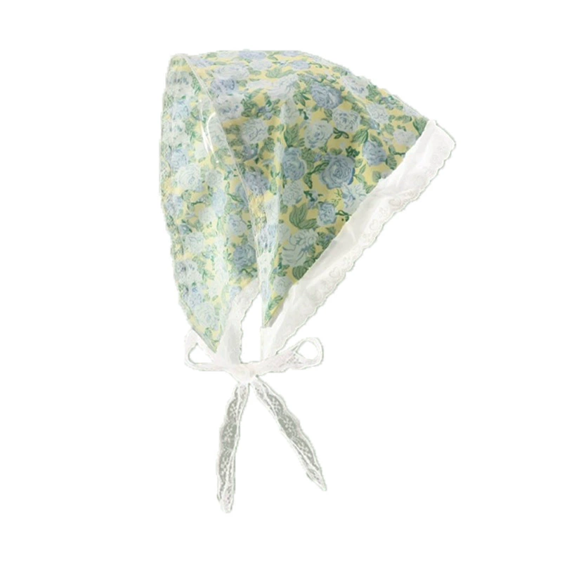 Green scarf, summer headband, flowered