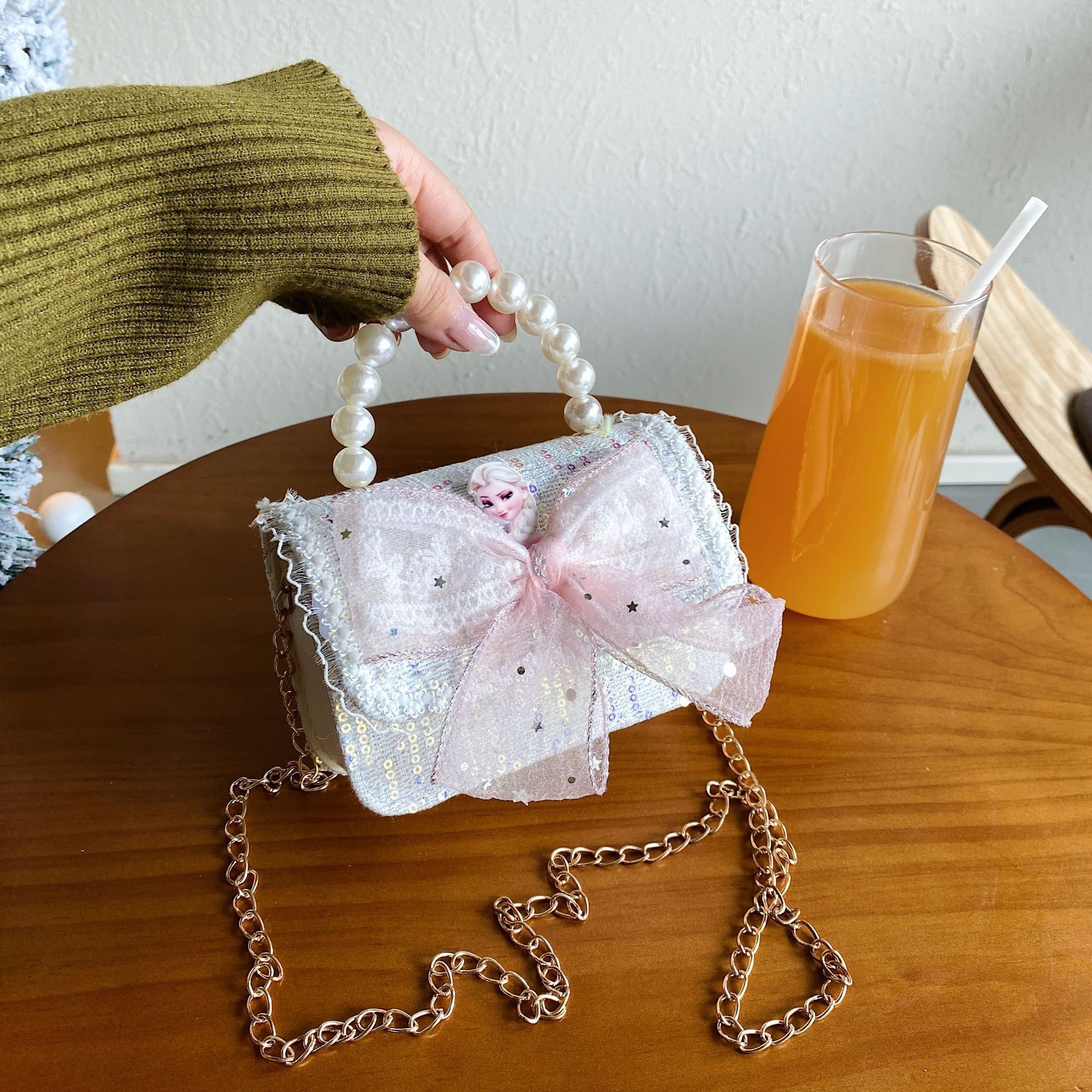 2025 nuevo pequeño viento de fragancia bolsos infantiles mil pájaros pequeños conejos de flores princesa mochila perlas bolsos de moda