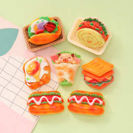微缩仿真食玩卷饼肉夹馍 diy奶油胶冰箱贴钥匙扣发饰树脂饰品配件