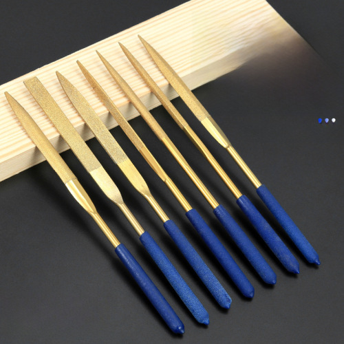 Plated Diamond Files, Titanium Diamond Abrasive Flat File with Half Round and Triangle Shapes, 10-Piece Set of Alloy Files