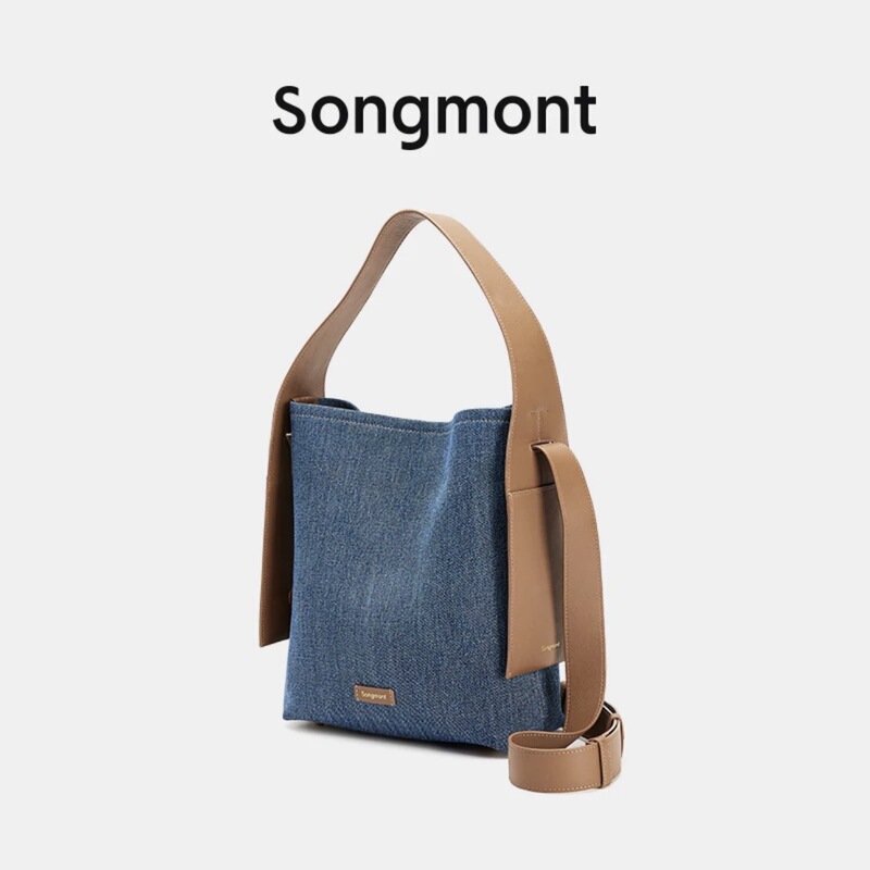 高颜值时尚挂耳托特包系列Songmont山下有松麂皮挂耳水桶包单肩|undefined