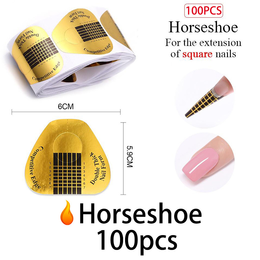 Soporte de papel de uñas rectangular herradura fototerapia extensión de uñas de cristal clavo de oro Especial