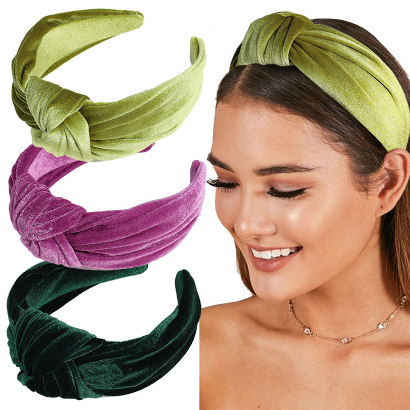 Simple Style Solid Color Gold Velvet Hair Band 1 Piece display picture 2