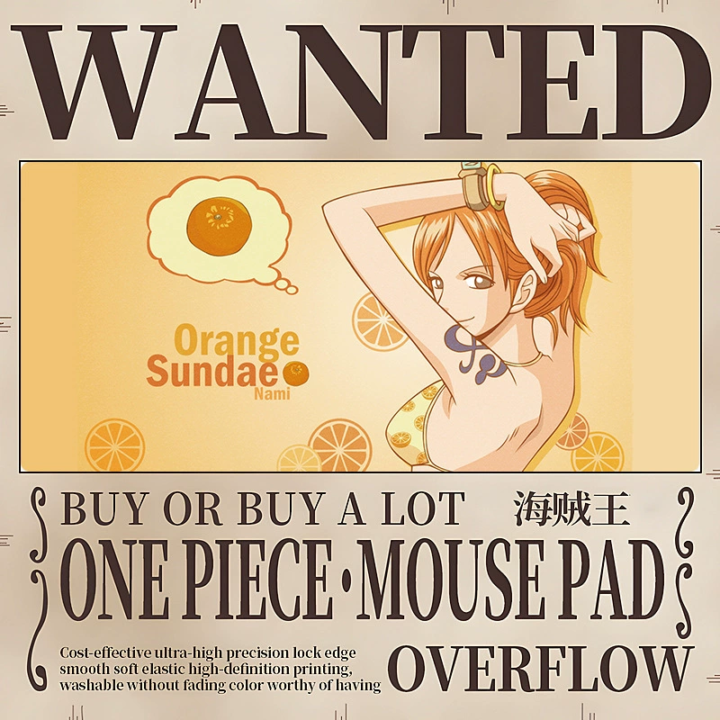 Коврик для мыши увеличенный One Piece Luffy коврик для мыши Solong женский аниме двухмерный утолщённый с застёжкой край столовый подкладка