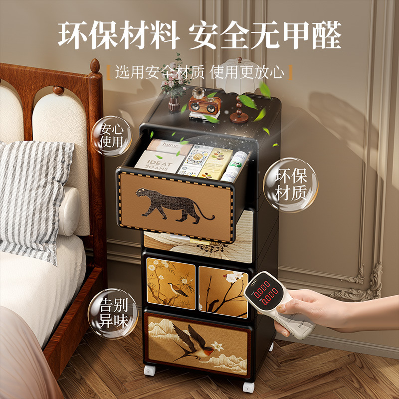 新中式家用衣物被子收纳箱轻奢中古风大容量储物整理箱带轮可叠加|undefined