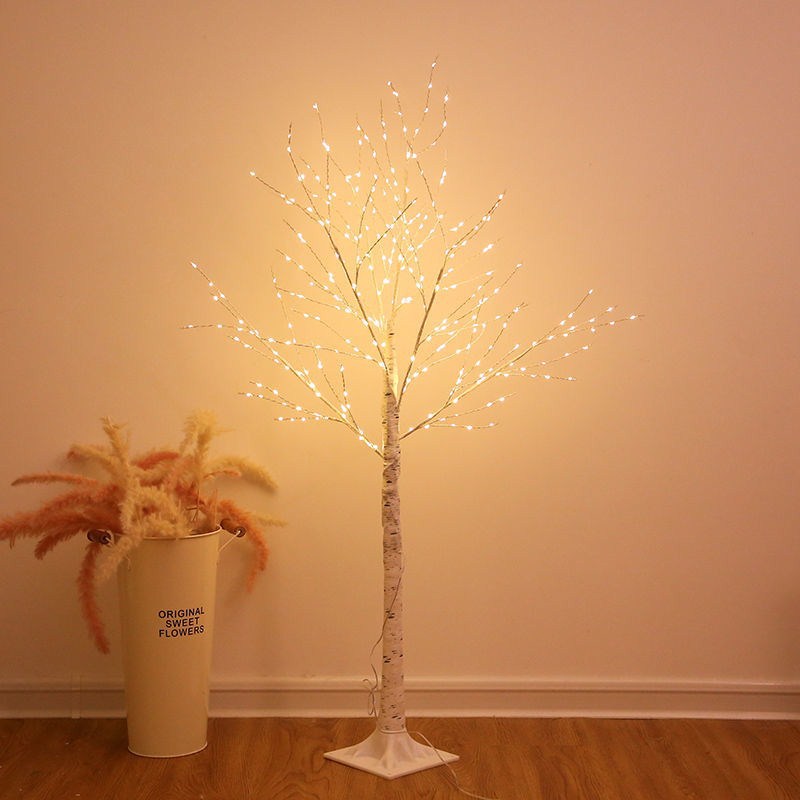 Iluminación LED simulación abedul blanco luz de alambre de cobre atmósfera de año nuevo árbol luminoso vacaciones paisaje luces decorativas luces de árbol de Navidad