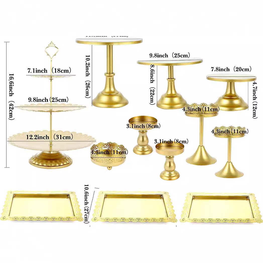 Estante de pastel europeo de hierro forjado conjunto de decoración de boda postres tienda de bocadillos estante de baile prop bandeja de pastel