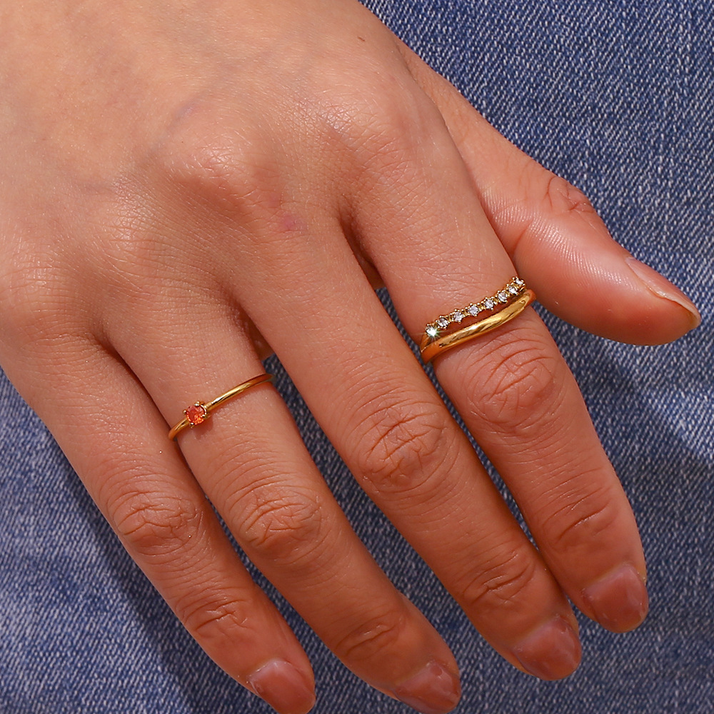 Zircon Inlaid Double-layer Fine Ring