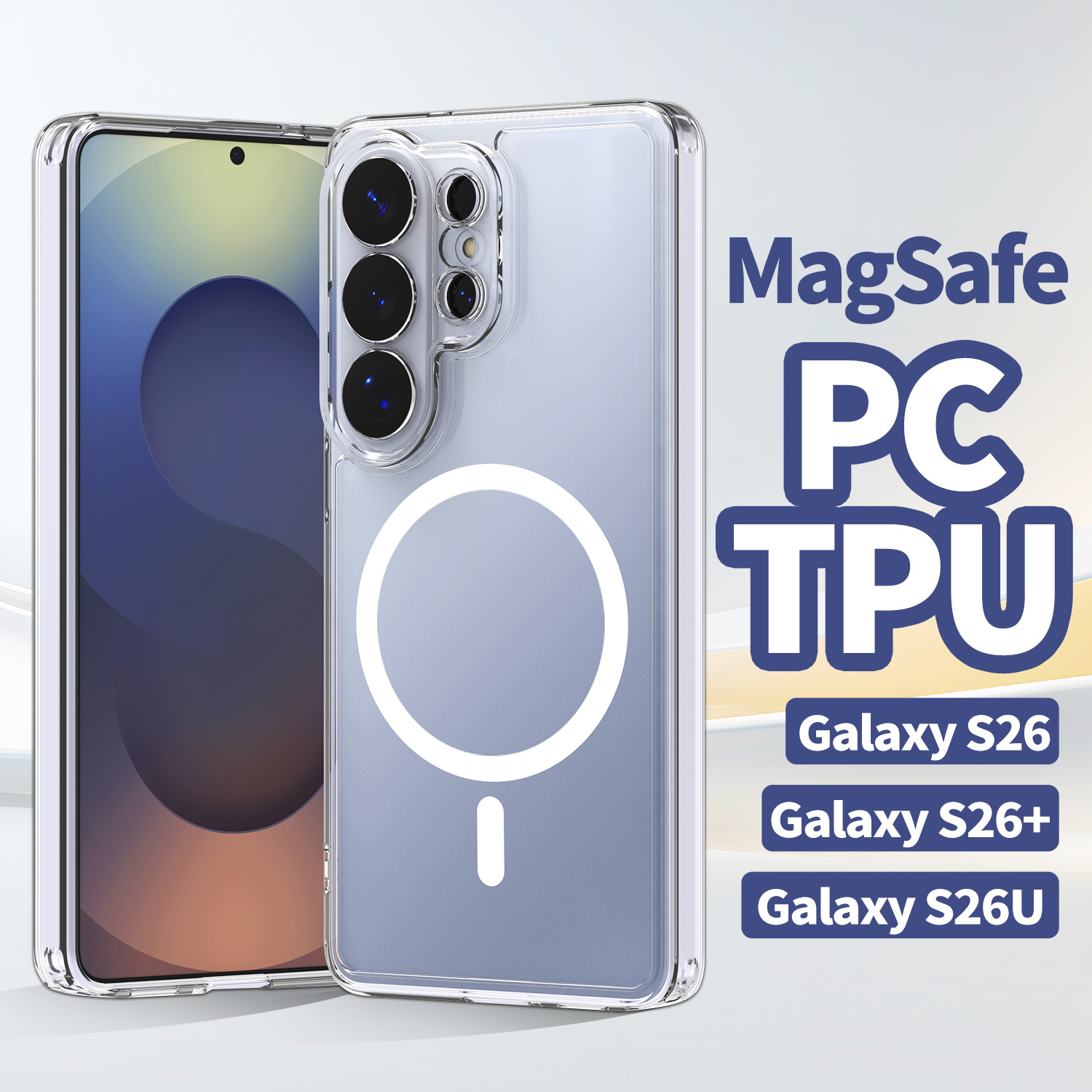 Cross-Border Applicable Samsung S26 Mobile Phone Case Transparent S26Ultra Magnetic Anti-Fall Magsafe Protective Cover Ultra-Thin