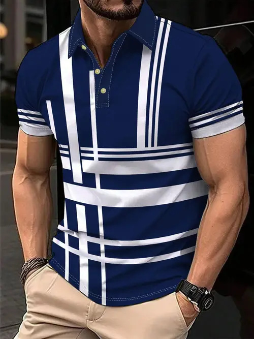 男士翻领纽扣短袖polo衫休闲时尚简约潮流款|undefined
