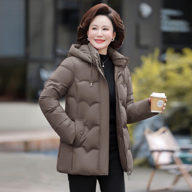 High-End Mid-Length down Jacket for Women, 2026 New Fashion Hooded Middle-Aged Women's Coat, Winter Clothing for Middle-Aged and Elderly Women