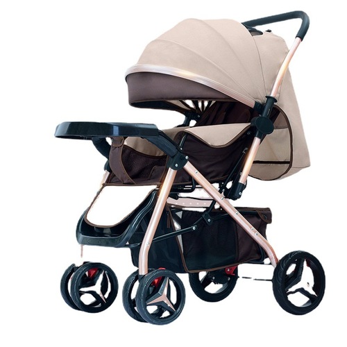 Baby stroller can sit or lie down, lightweight folding four-wheel shock-absorbing newborn stroller stroller baby stroller