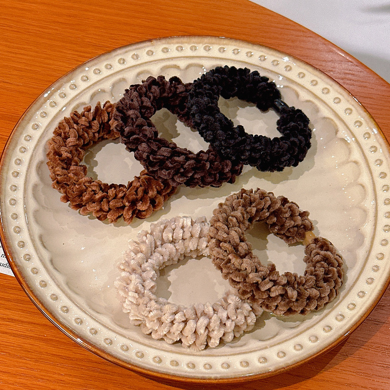 Thick soft hair rope high stretch high ponytail ball head rubber band women autumn and winter new plush hair ring