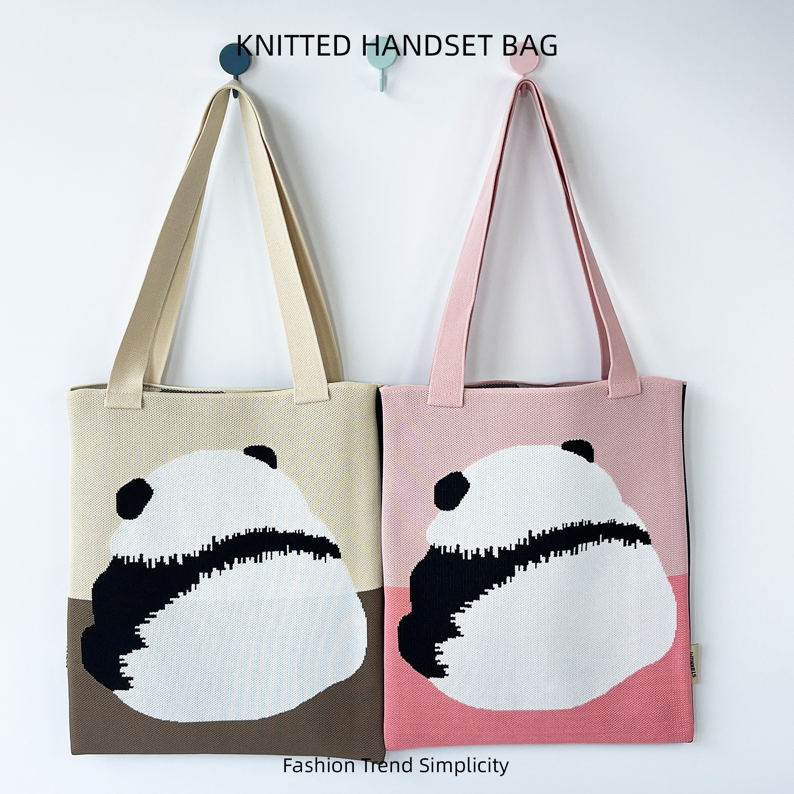 Nueva linda espalda panda bolso de tejido de moda versátil gran capacidad de viaje bolso de hombro de mujer bolso