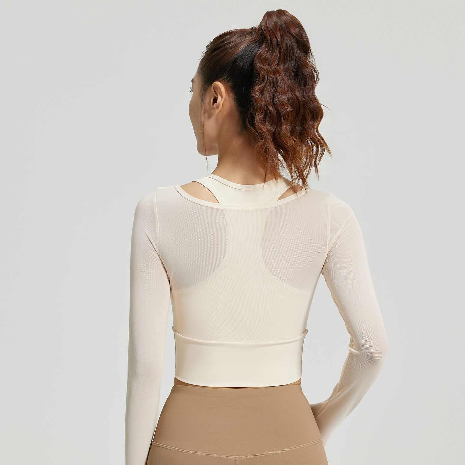 Ju Yi Tang tela falsa de dos piezas ropa de yoga de manga larga con cojín de pecho ropa deportiva de acondicionamiento físico chaqueta de verano para mujeres