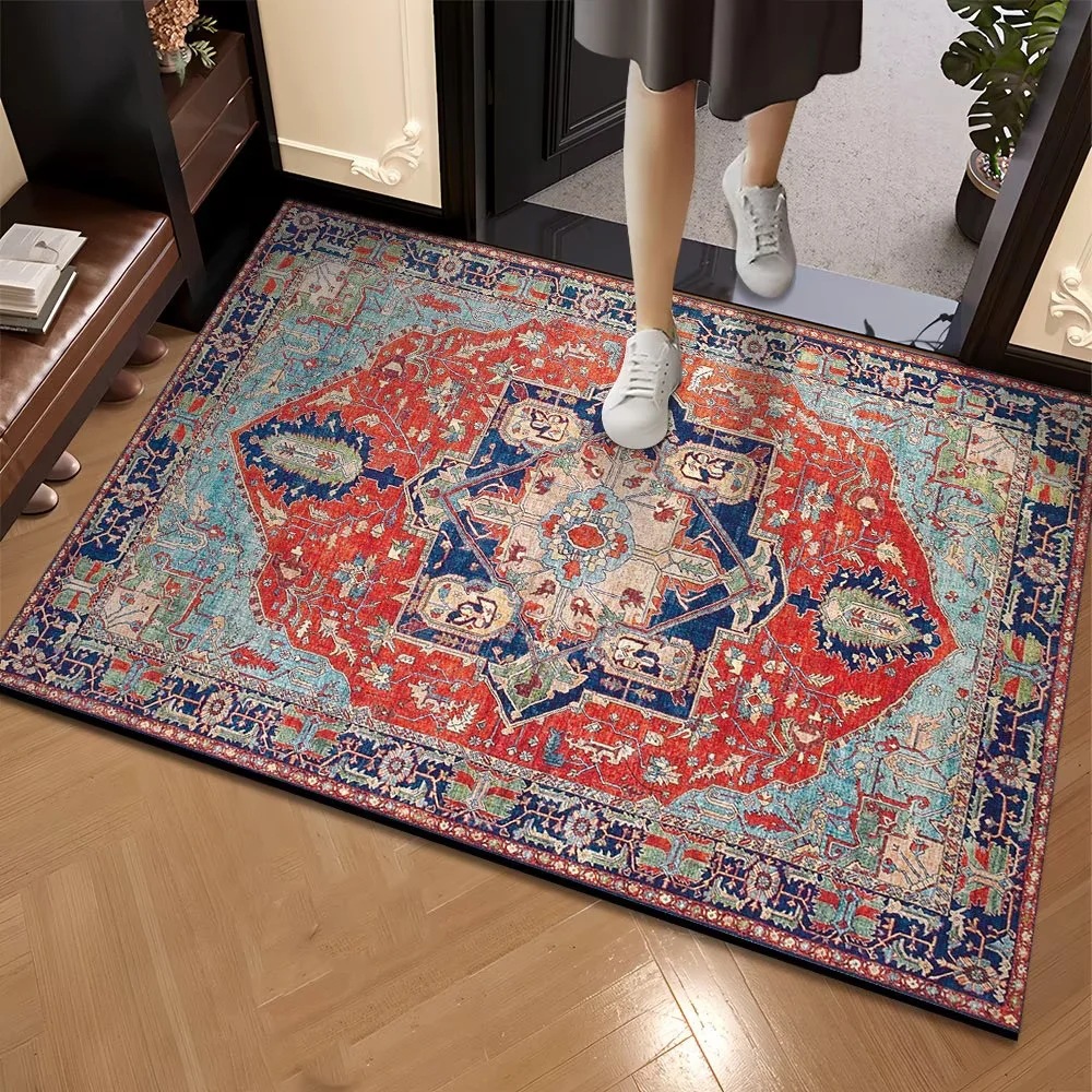 Temu Cross-Border Creative Retro Entrance Door Mat Crystal Velvet Anti-Slip Soil Foot Mat Home Entrance Carpet