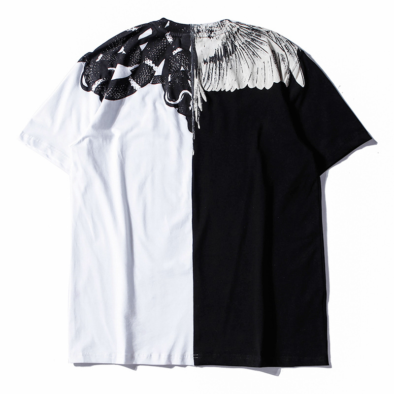 Herre-T-skjorte med trendy merke MB kortermet Marcelo Classic Phantom Wing-T-skjorte med fargerik fjær og lynblad, halvermet T-skjorte for par_voghion.com
