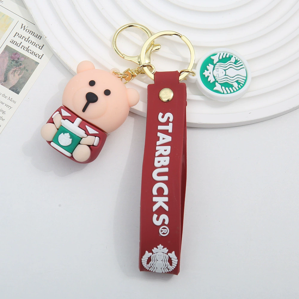Звездныйbucks, подвеска-картина кофе для ключей, кукла, брелок, с маленькими медведями, подарок на день рождения