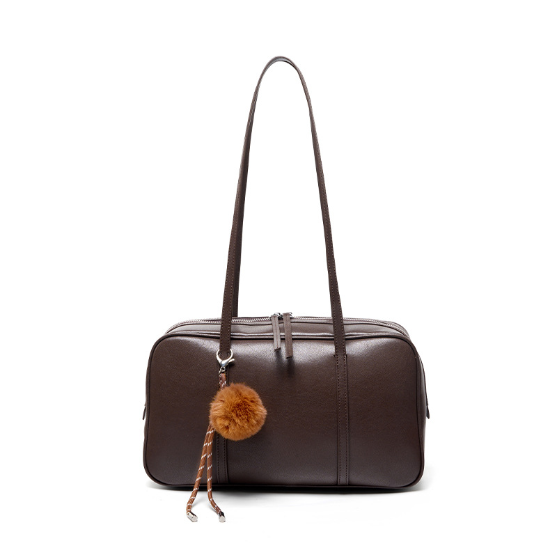 Cross-Border Top Grain Cowhide Boston Pillow Bag 2026 New Arrival Luxury Large Capacity Commuter Versatile Shoulder Bag For Women - Thumbnail 8