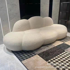北欧布艺沙发现代设计师创意云朵沙发丝绒异形网红休闲弧形沙发椅