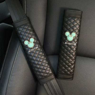 Seat belt shoulder pad Cute Internet Popular Qiqi Car - pair-green-qiqi-head-shoulder-covers