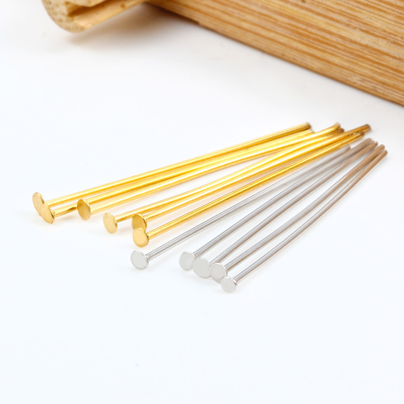 Nuevo Acero inoxidable T pin cabeza plana joyería pin DIY material pendientes collar accesorios con cuentas pin colgante de retención de color