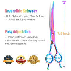 Colorful Cross-border Bending Scissors Wholesale Pet Supplies Pet Dog Cat Grooming Comb Hair Cutting Scissors