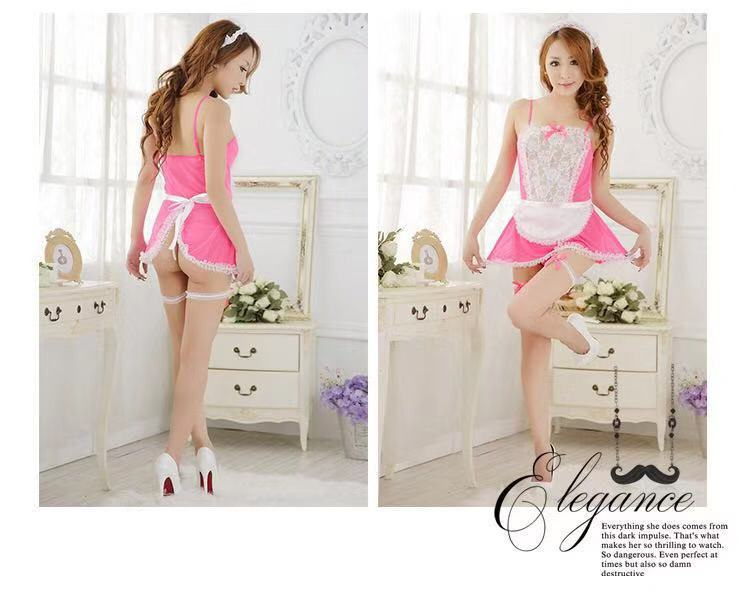 Sexy lingerie uniforme tentazione cameriera vestito trasparente pizzo fascia grembiule cameriera casa una generazione di capelli_voghion.com