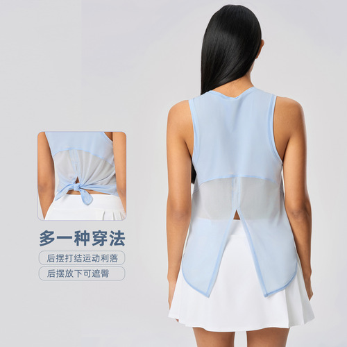 New quick-drying vest for women fitness yoga sleeveless shirt running breathable loose sports T-shirt summer S