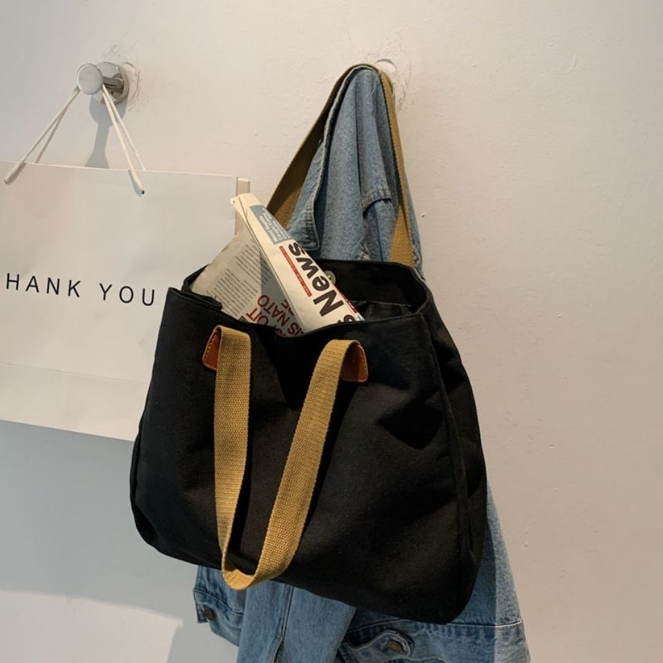 2022 년 신형 캔버스 가방 여성 인 모리 스타일 올 매치 숄더백 한국식 대용량 학생 클래스 통창 레이