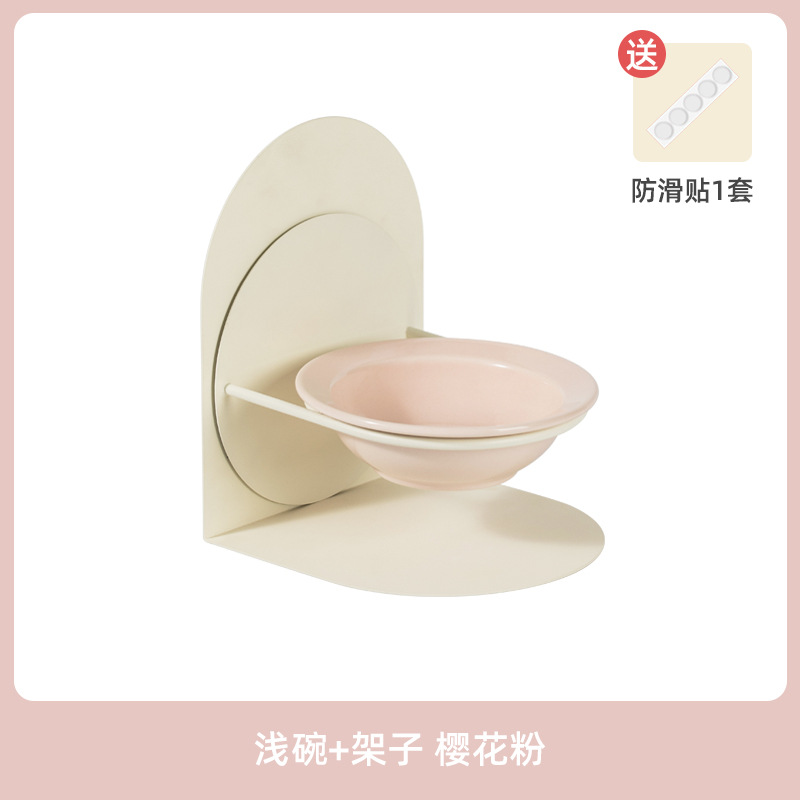 Comedero de cerámica de gran diámetro y altura para perros y gatos, protector de cuello, antideslizante, de gran capacidad para comida y agua, con diseño inclinado.