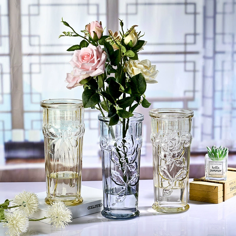 Оптовая продажа скандинавская стеклянная ваза минималистский рельеф гидропонная цветочная композиция богатая бамбуковая декоративная творческая стеклянная бутылка