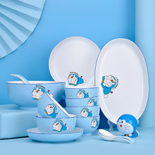 夏季特惠哆啦A梦ins风餐具礼盒套装叮当猫卡通创意礼品日用陶瓷礼