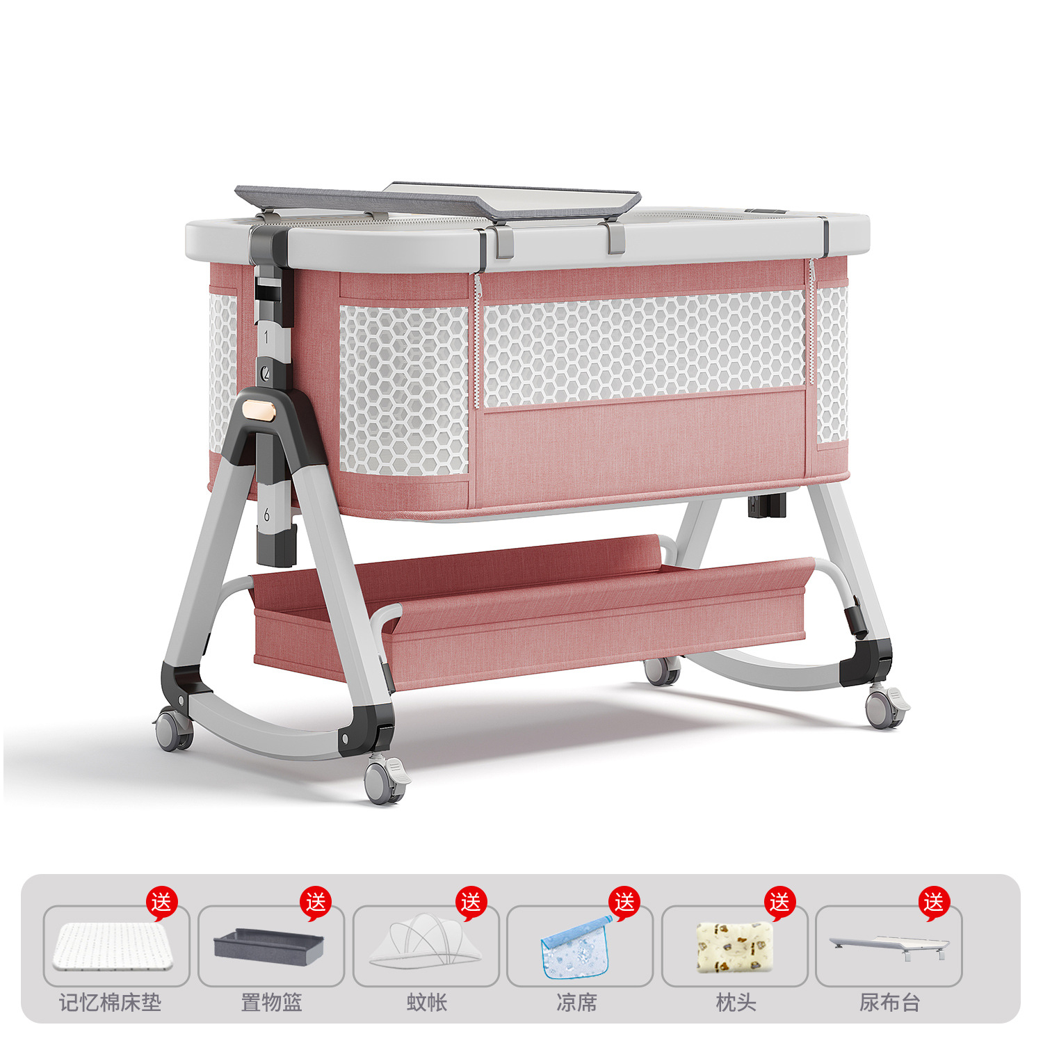 Cama de bebé móvil portátil cuna cama plegable multifuncional BB cama para recién nacidos empalme cama grande