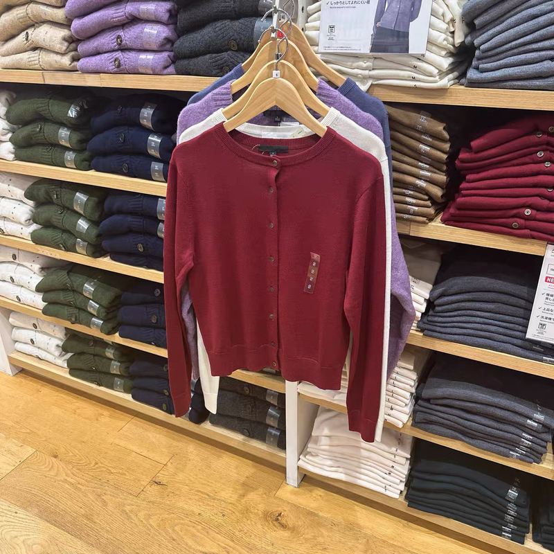 Uraz! Merino Round Neck Knitted Cardigan! Long-Sleeved Knitwear Air-Conditioning Shirt 2025 Autumn New Style 478331