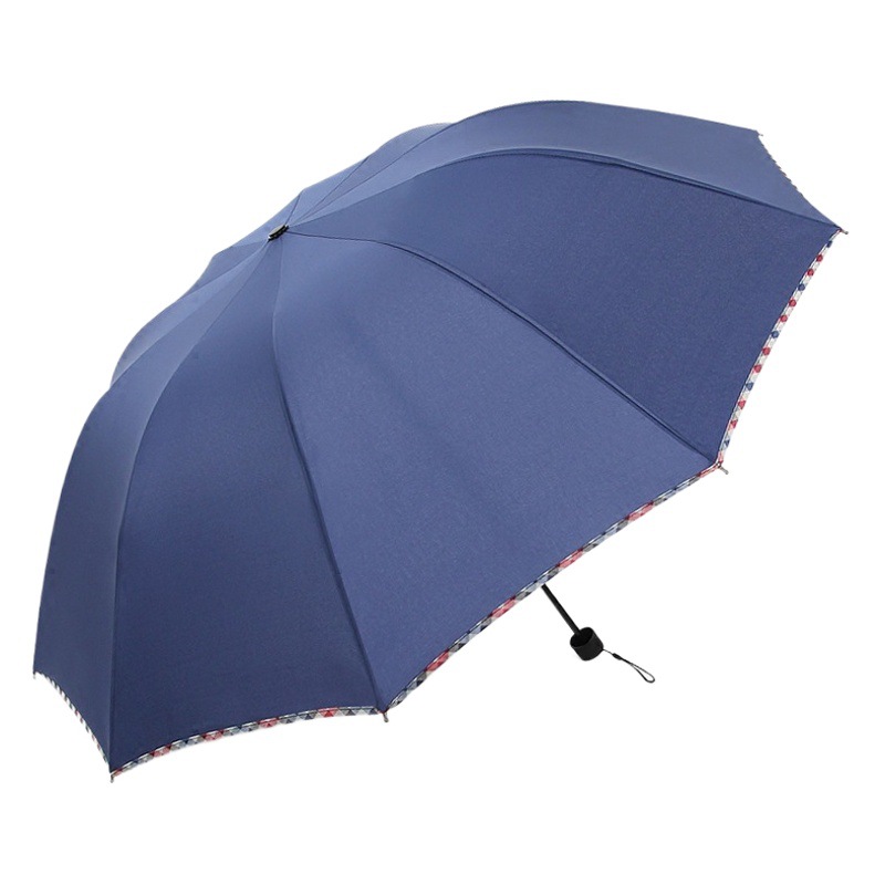 Logo Ten-Rib Umbrella, Large Double Folding Business Umbrella, 70% off Sun and Rain Umbrella, Black Coating for Sun Protection and Shading, Dual-Use